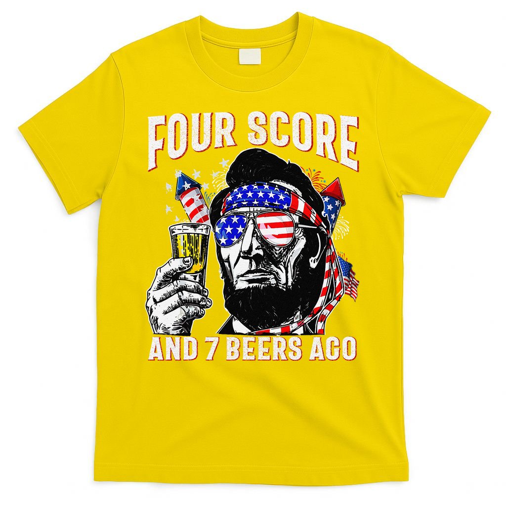 4th Of July Drinking Beer Patriot Four Score And 7 Beers Ago T-Shirt