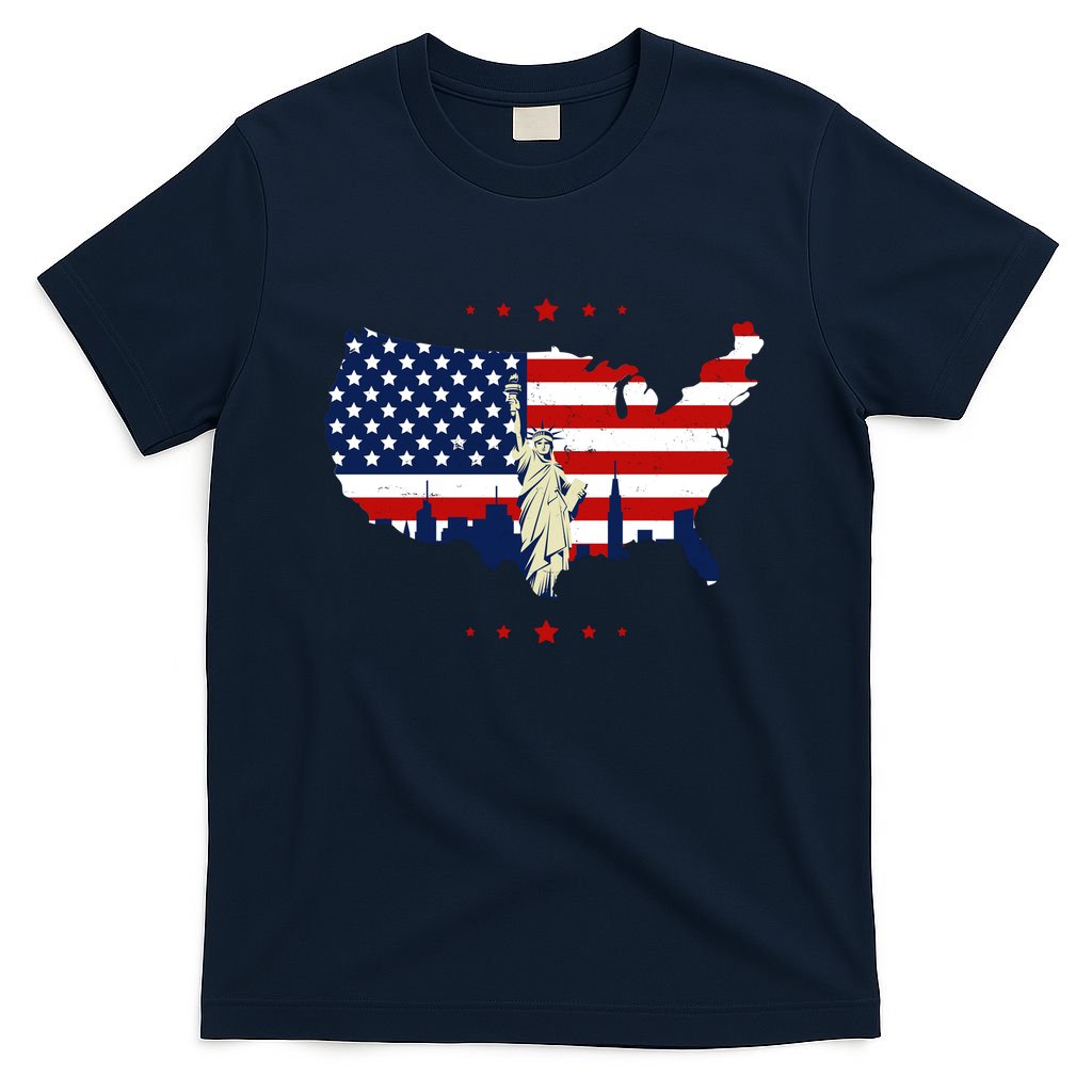 4th Of July American Flag Statue Of Liberty T-Shirt