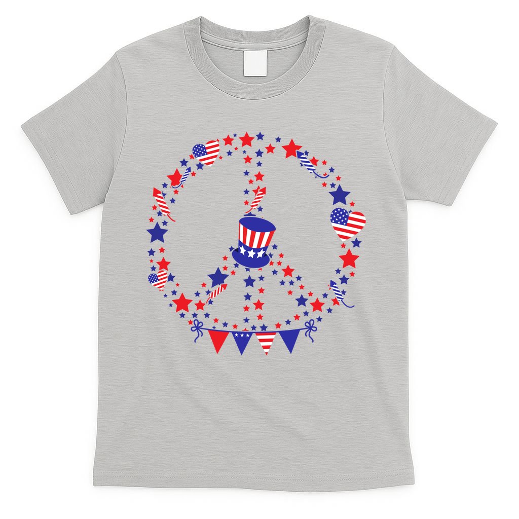 4th Of July Patriotic Peace Sign T-Shirt