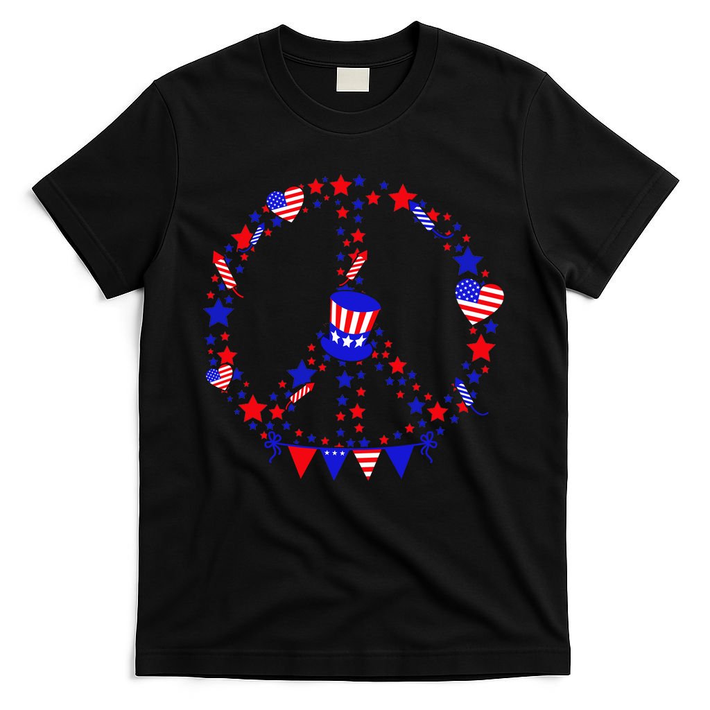 4th Of July Patriotic Peace Sign T-Shirt