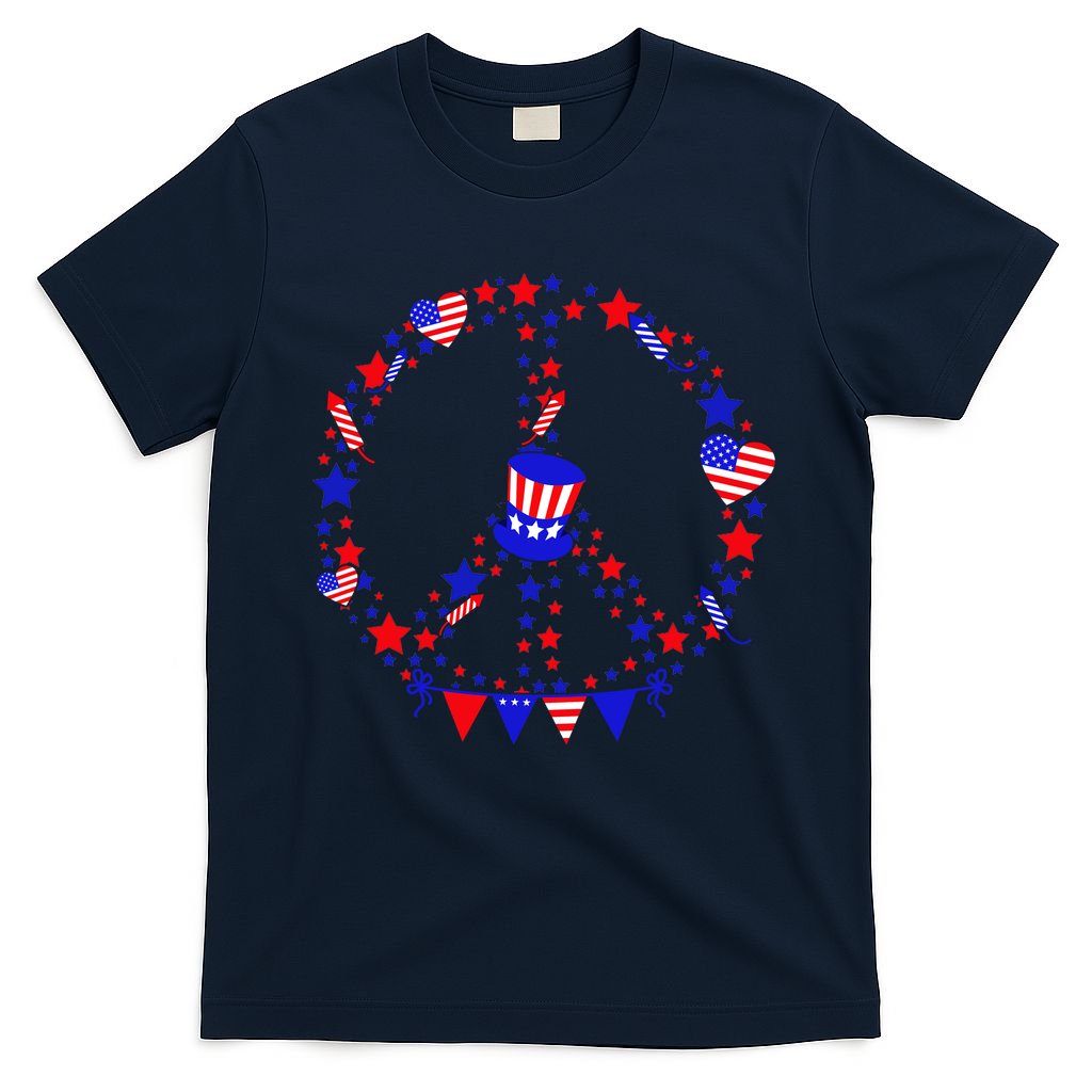 4th Of July Patriotic Peace Sign T-Shirt