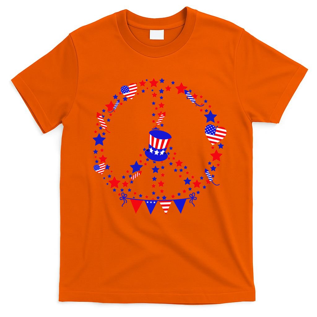 4th Of July Patriotic Peace Sign T-Shirt