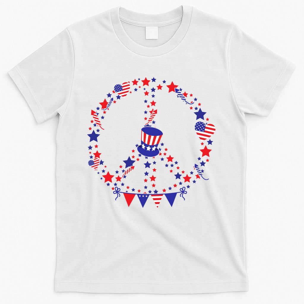 4th Of July Patriotic Peace Sign T-Shirt