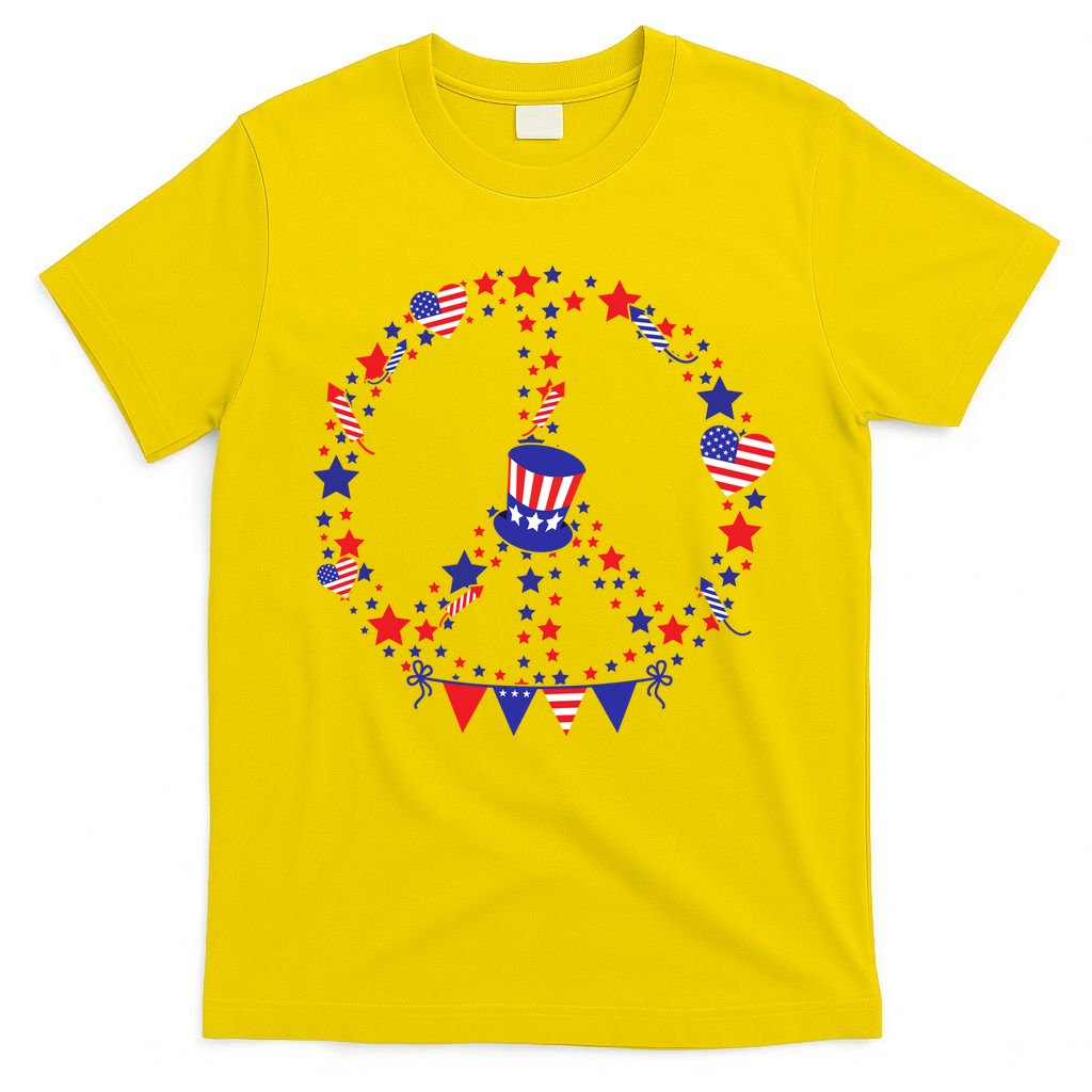 4th Of July Patriotic Peace Sign T-Shirt
