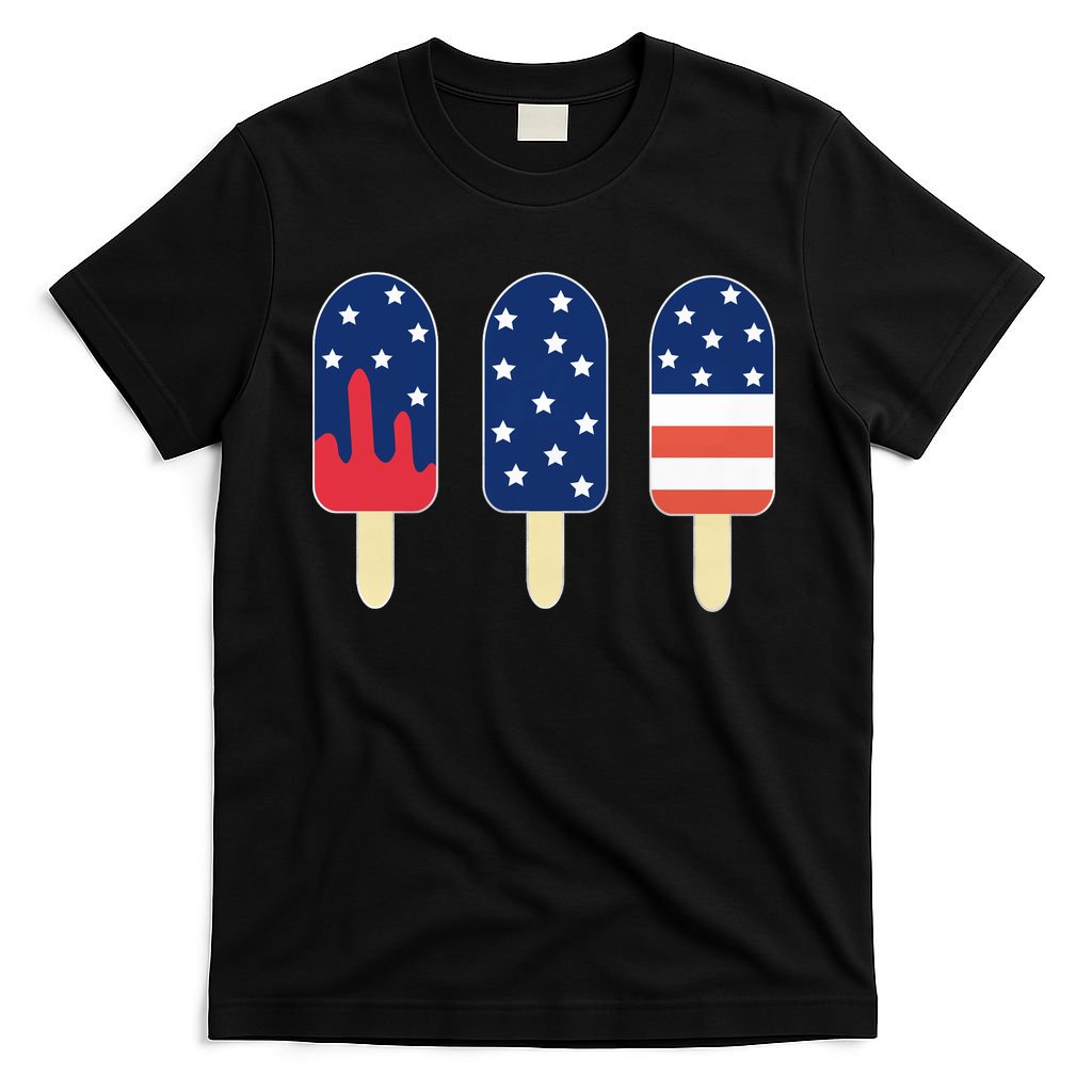 4th of July Popsicle Red White Blue American Flag T-Shirt