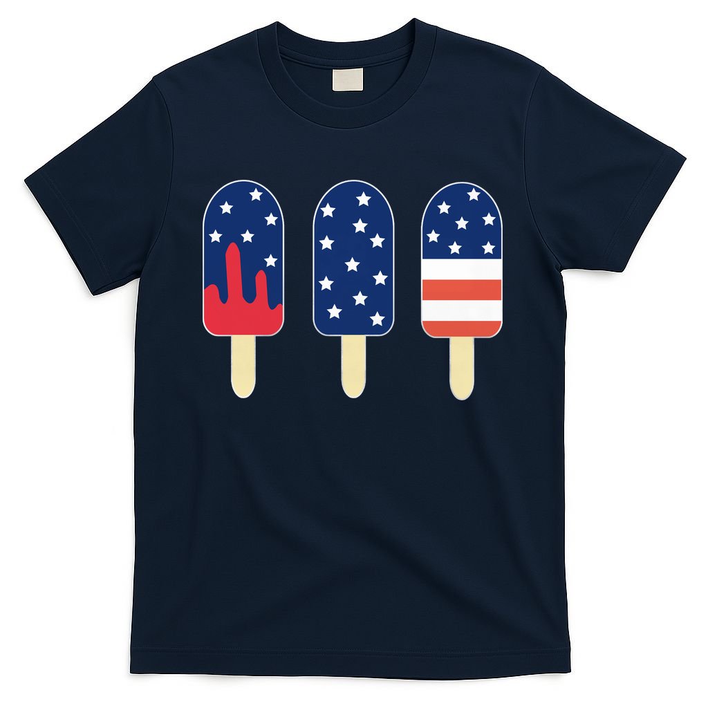 4th of July Popsicle Red White Blue American Flag T-Shirt