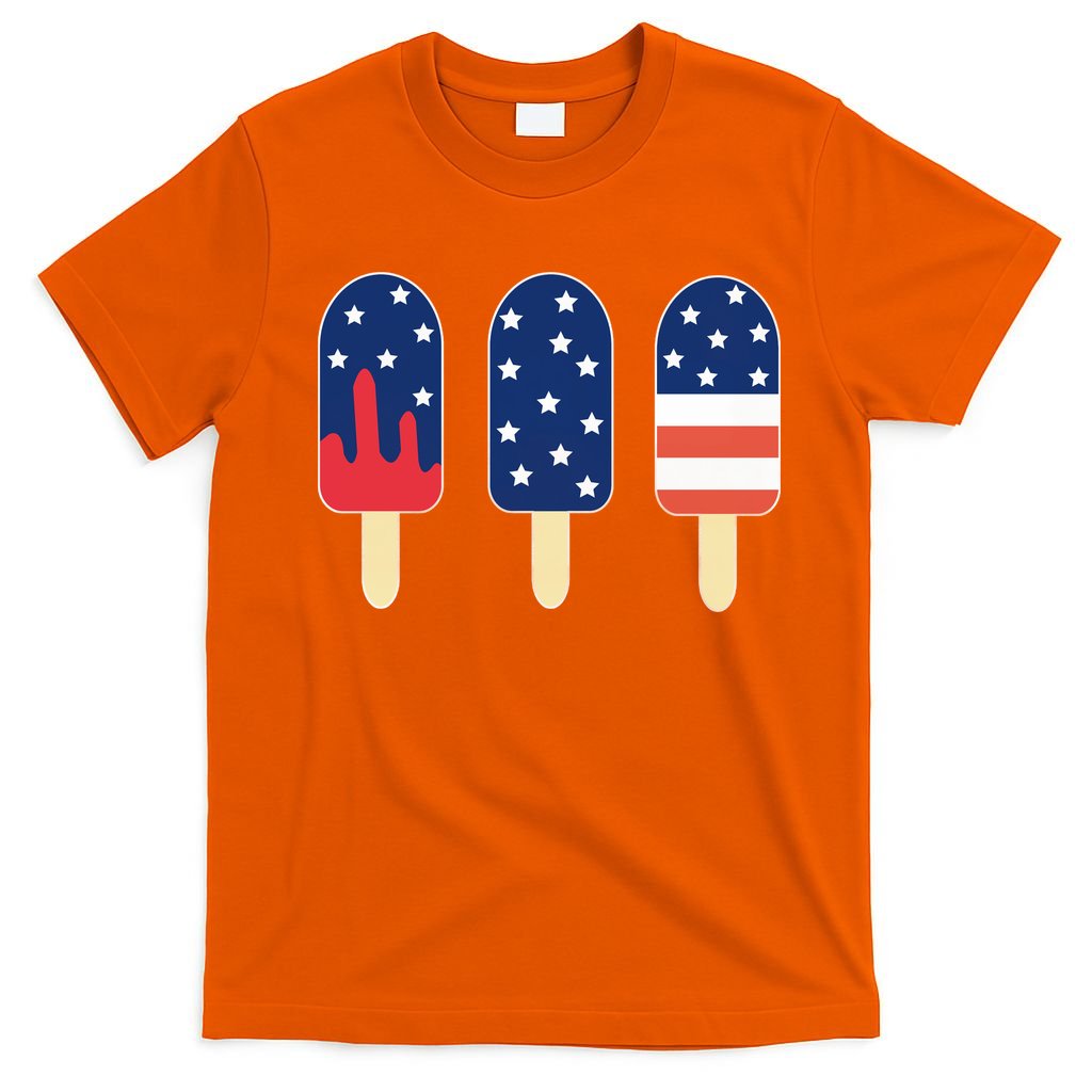 4th of July Popsicle Red White Blue American Flag T-Shirt