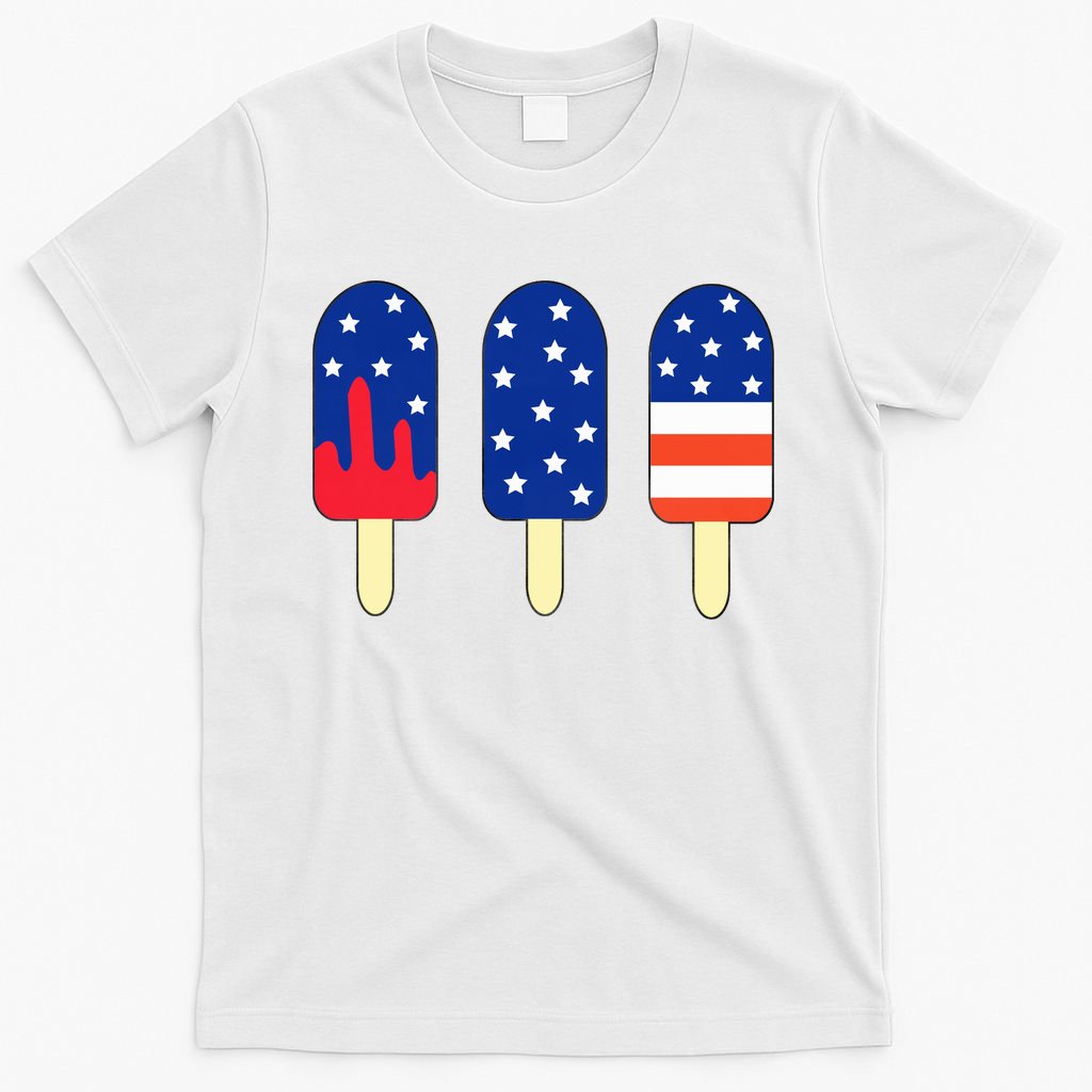 4th of July Popsicle Red White Blue American Flag T-Shirt