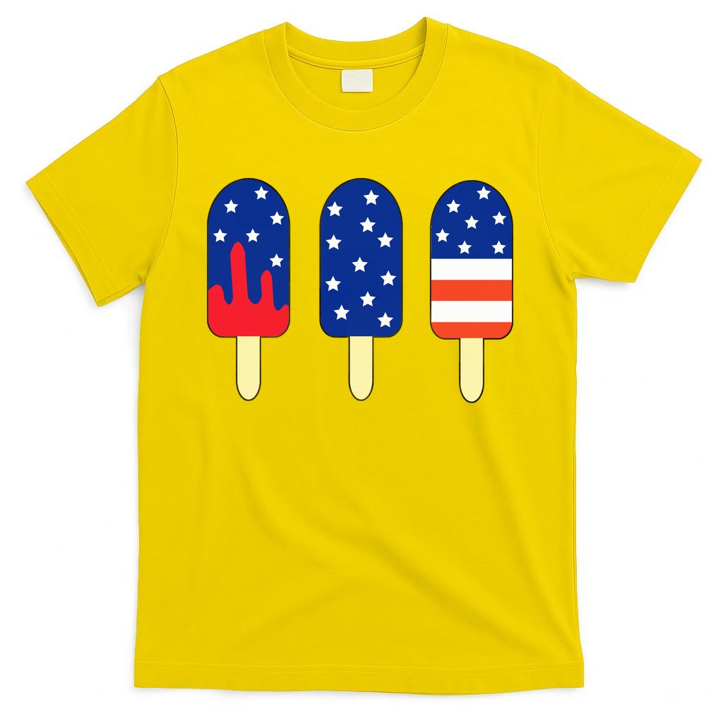 4th of July Popsicle Red White Blue American Flag T-Shirt