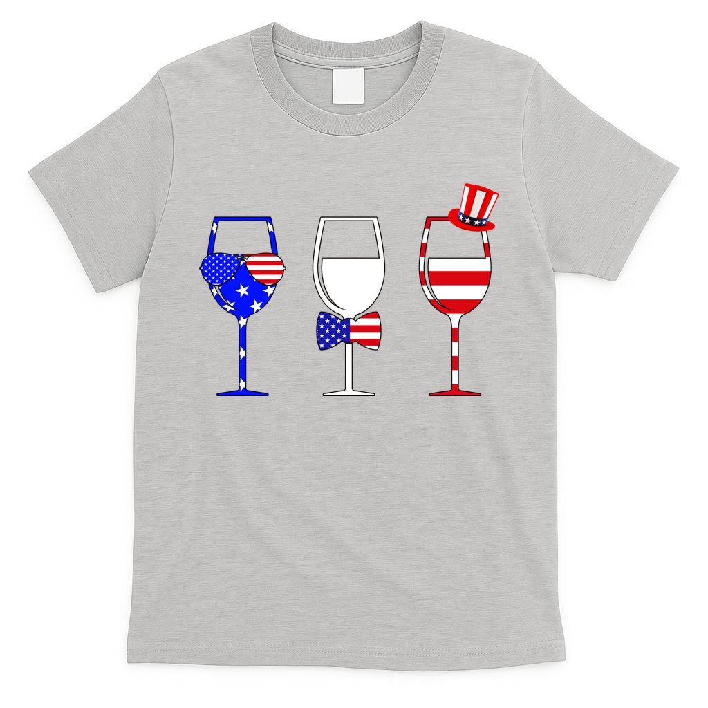 4th Of July Red White Blue Wine USA Glasses T-Shirt