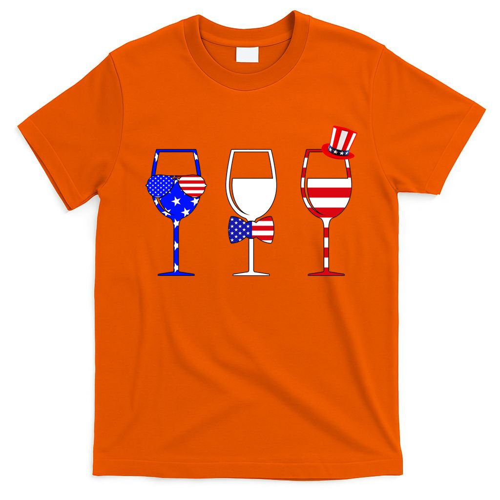 4th Of July Red White Blue Wine USA Glasses T-Shirt