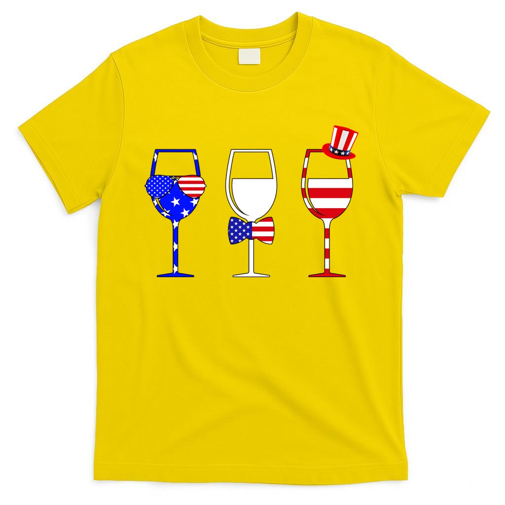 4th Of July Red White Blue Wine USA Glasses T-Shirt