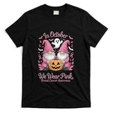 in October We Wear Pink Ghost Gnomes Breast Cancer Awareness Long Sleeve T-Shirt
