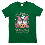 in October We Wear Pink Ghost Gnomes Breast Cancer Awareness Long Sleeve T-Shirt