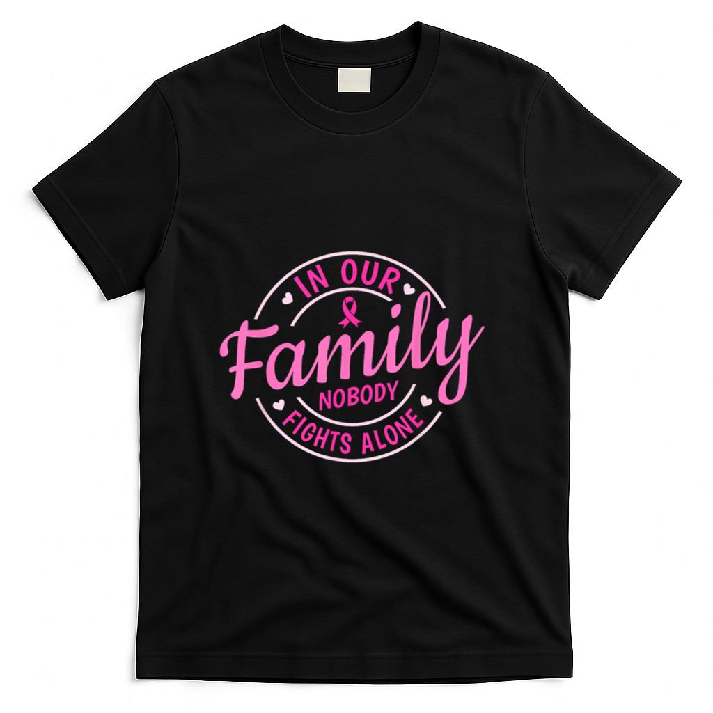 Breast Cancer Family Support Women Pink Ribbon Boxing Gloves T-Shirt