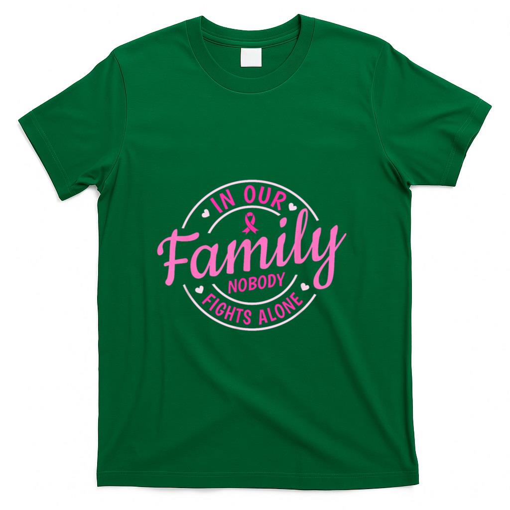 Breast Cancer Family Support Women Pink Ribbon Boxing Gloves T-Shirt