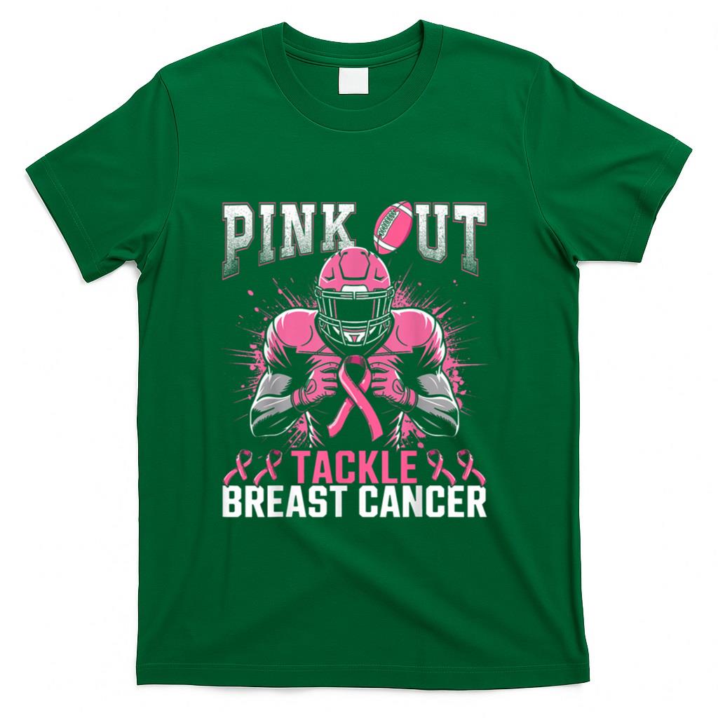 Pink Out Tackle Breast Cancer Awareness American Football T-Shirt_1