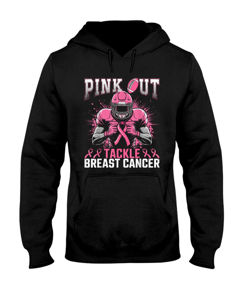 Pink Out Tackle Breast Cancer Awareness American Football T-Shirt_1