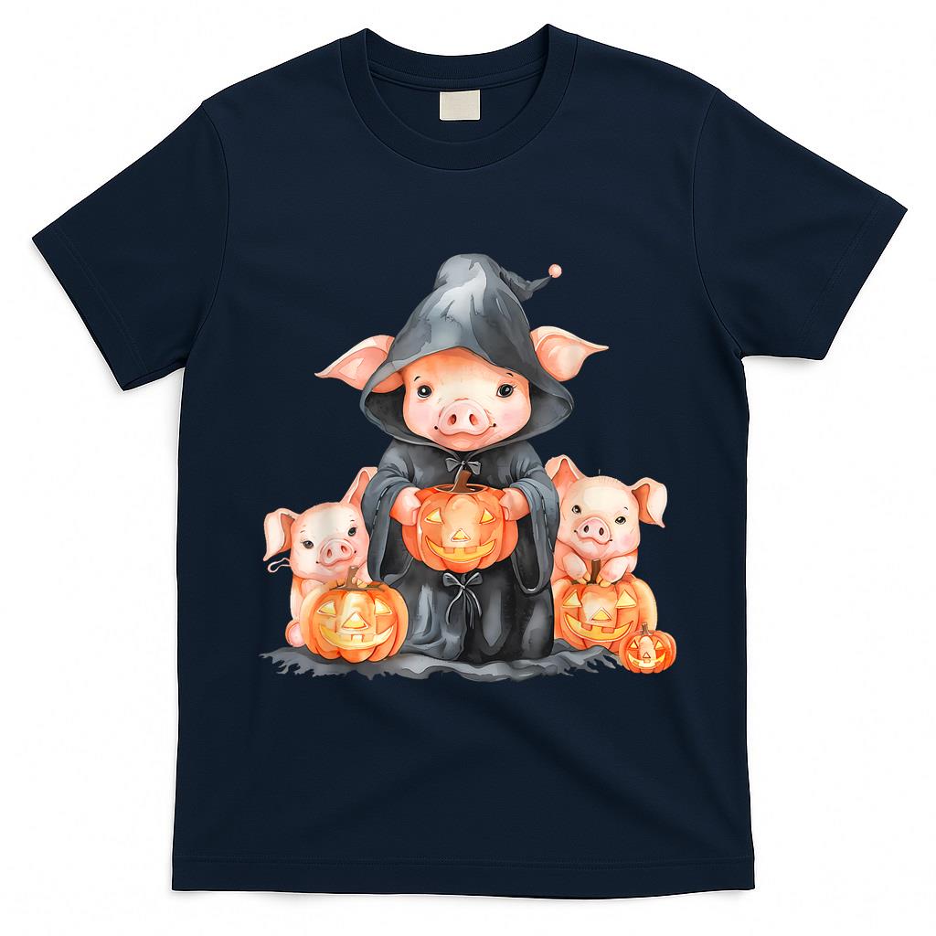 Halloween Pig Witchcraft Ghost Scary Pumpkin Trick Or Treat T-Shirt