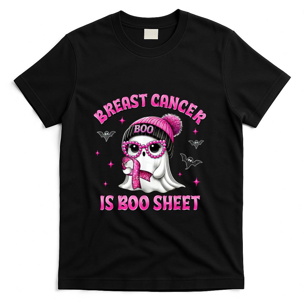 Breast Cancer Is Boo Sheet Pink Ribbon Funny Ghost Halloween T-Shirt