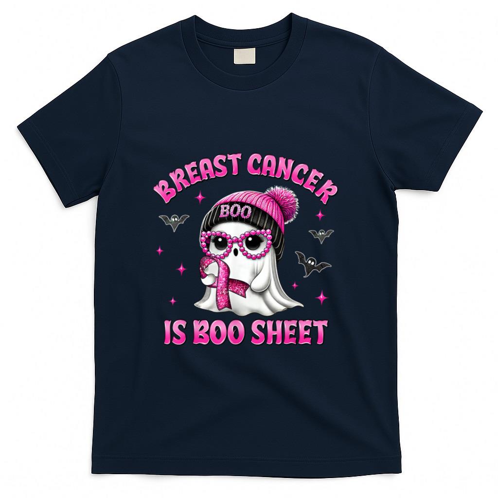 Breast Cancer Is Boo Sheet Pink Ribbon Funny Ghost Halloween T-Shirt