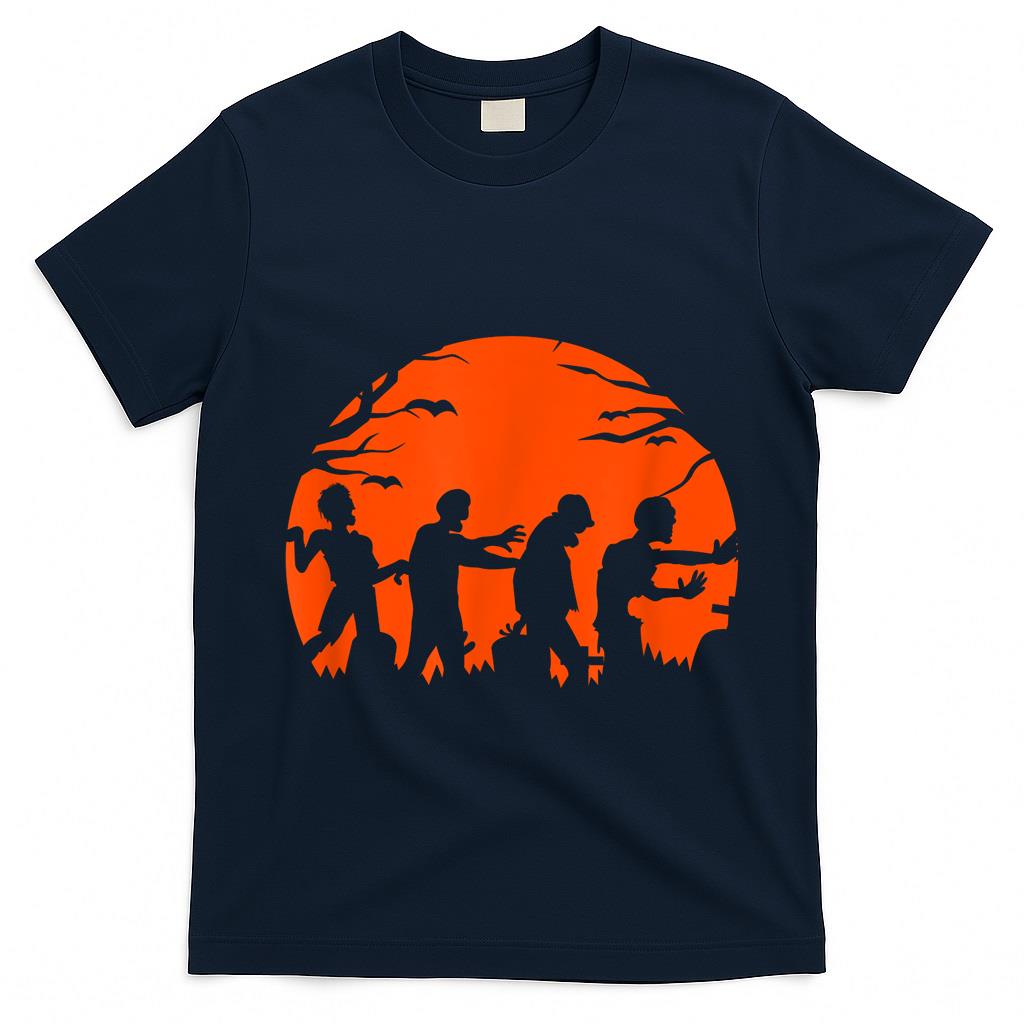 Funny Zombies walking Silhouettes - Halloween Trick or Treat T-Shirt