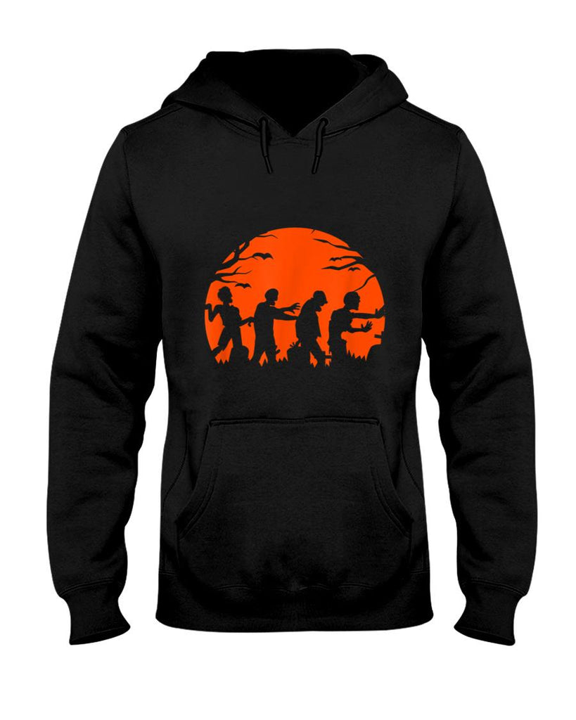 Funny Zombies walking Silhouettes - Halloween Trick or Treat T-Shirt