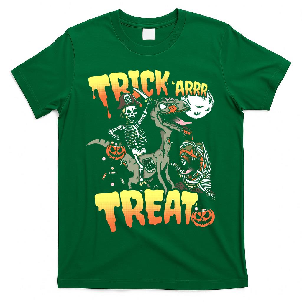 Pirate Skeleton Riding Zombie Dinosaur Velociraptor Halloween Essential T-Shirt