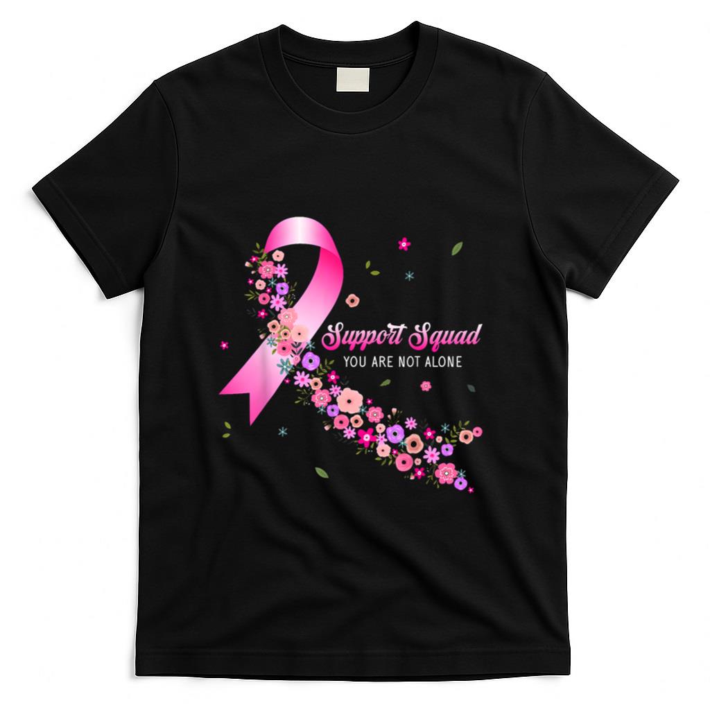 Support Squad Breast Cancer Awareness Pink Ribbon Butterfly T-Shirt_1