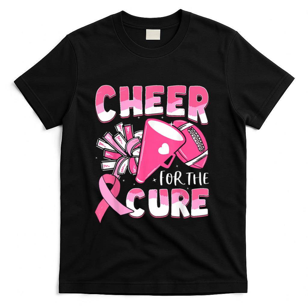 Breast Cancer Awareness Cheer For The Cure Football T-Shirt