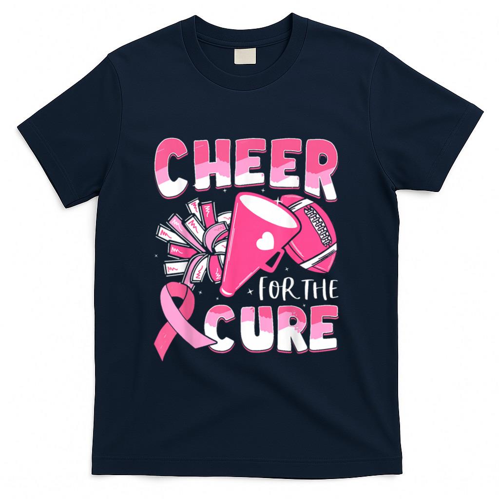 Breast Cancer Awareness Cheer For The Cure Football T-Shirt