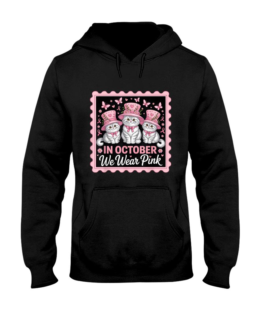 in October We Wear Pink Breast Cancer Awareness Persian Cats T-Shirt