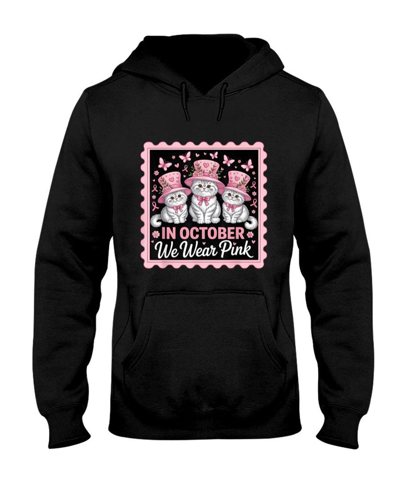 in October We Wear Pink Breast Cancer Awareness Persian Cats T-Shirt