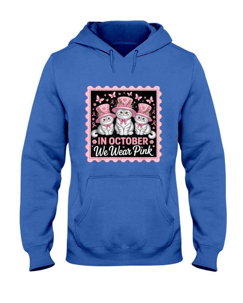in October We Wear Pink Breast Cancer Awareness Persian Cats T-Shirt