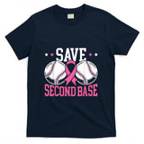 Save 2nd Base Baseball Player Breast Cancer Awareness T-Shirt