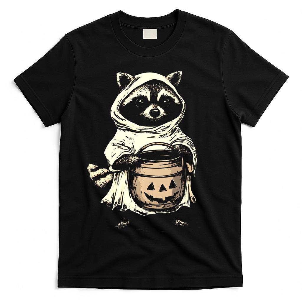 Cute Raccoon Ghost Raccoon Halloween Shirt, Pumpkin Fall Design Oversized T-Shirt