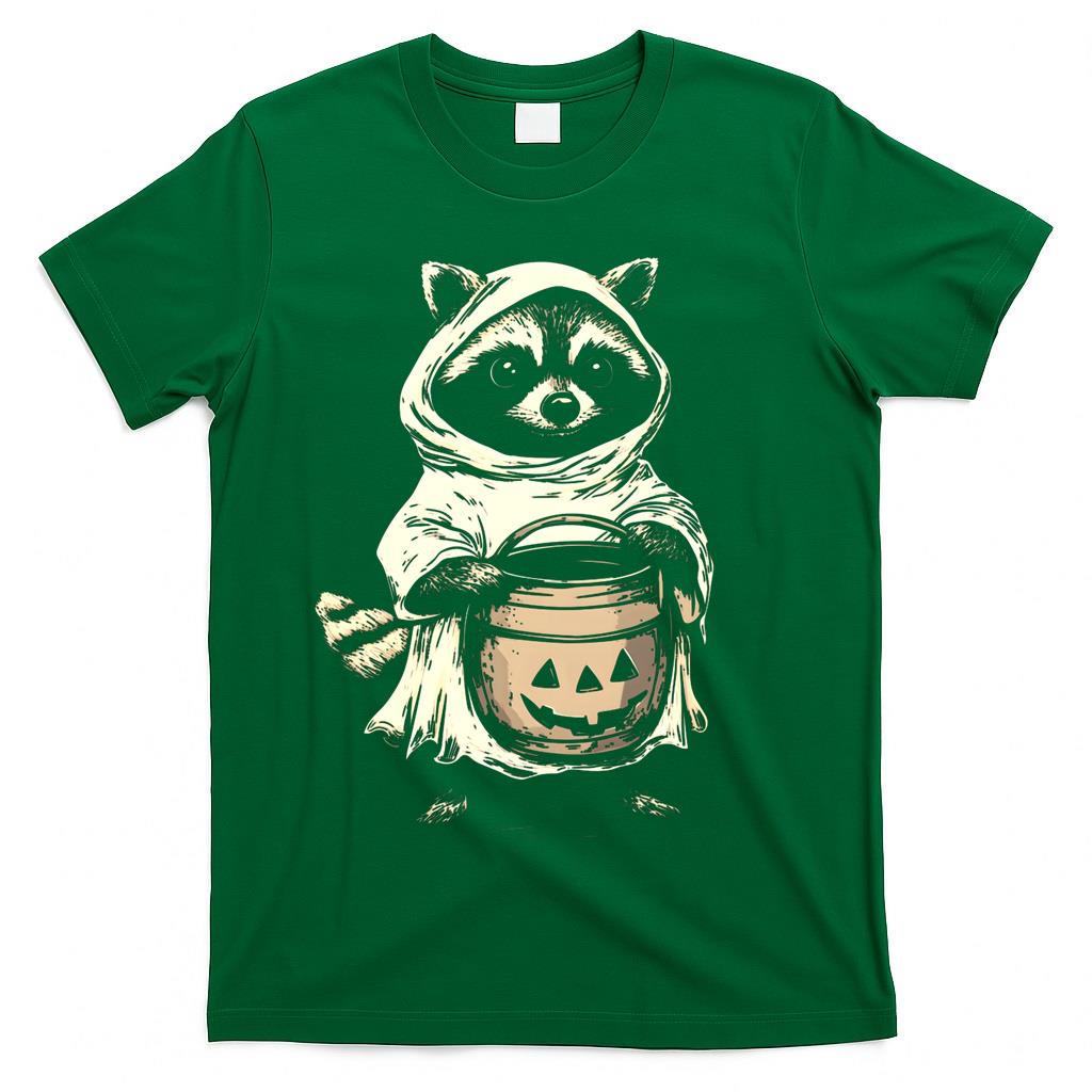 Cute Raccoon Ghost Raccoon Halloween Shirt, Pumpkin Fall Design Oversized T-Shirt