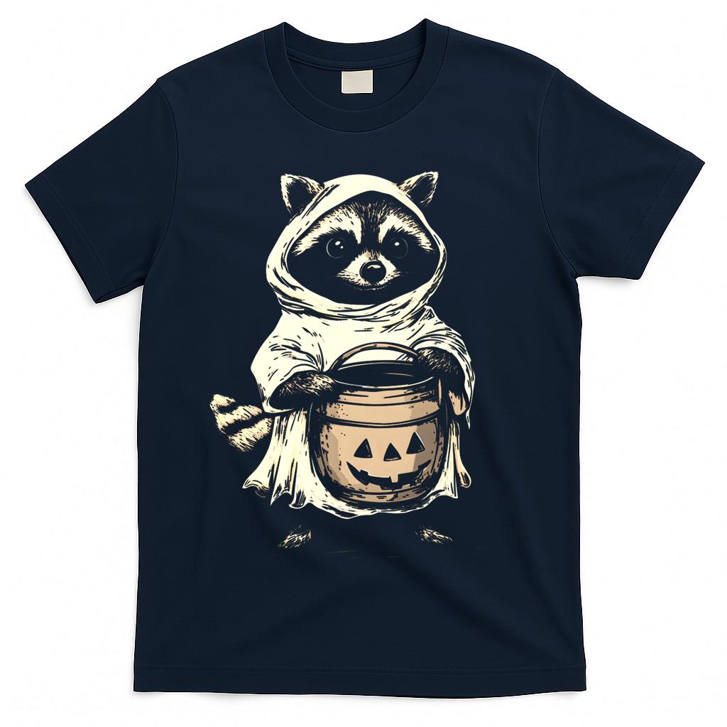 Cute Raccoon Ghost Raccoon Halloween Shirt, Pumpkin Fall Design Oversized T-Shirt