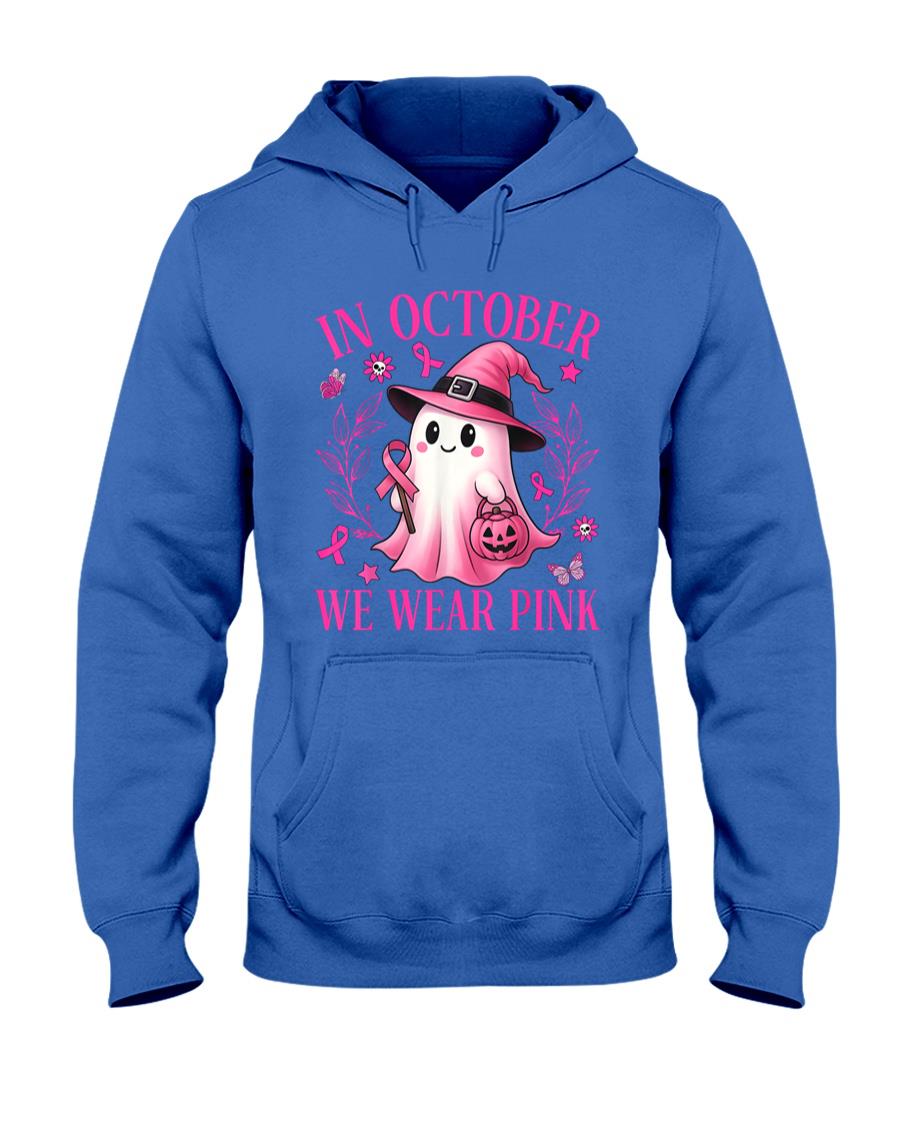 In October We Wear Pink Ghost Witch Breast Cancer Awareness T-Shirt_7