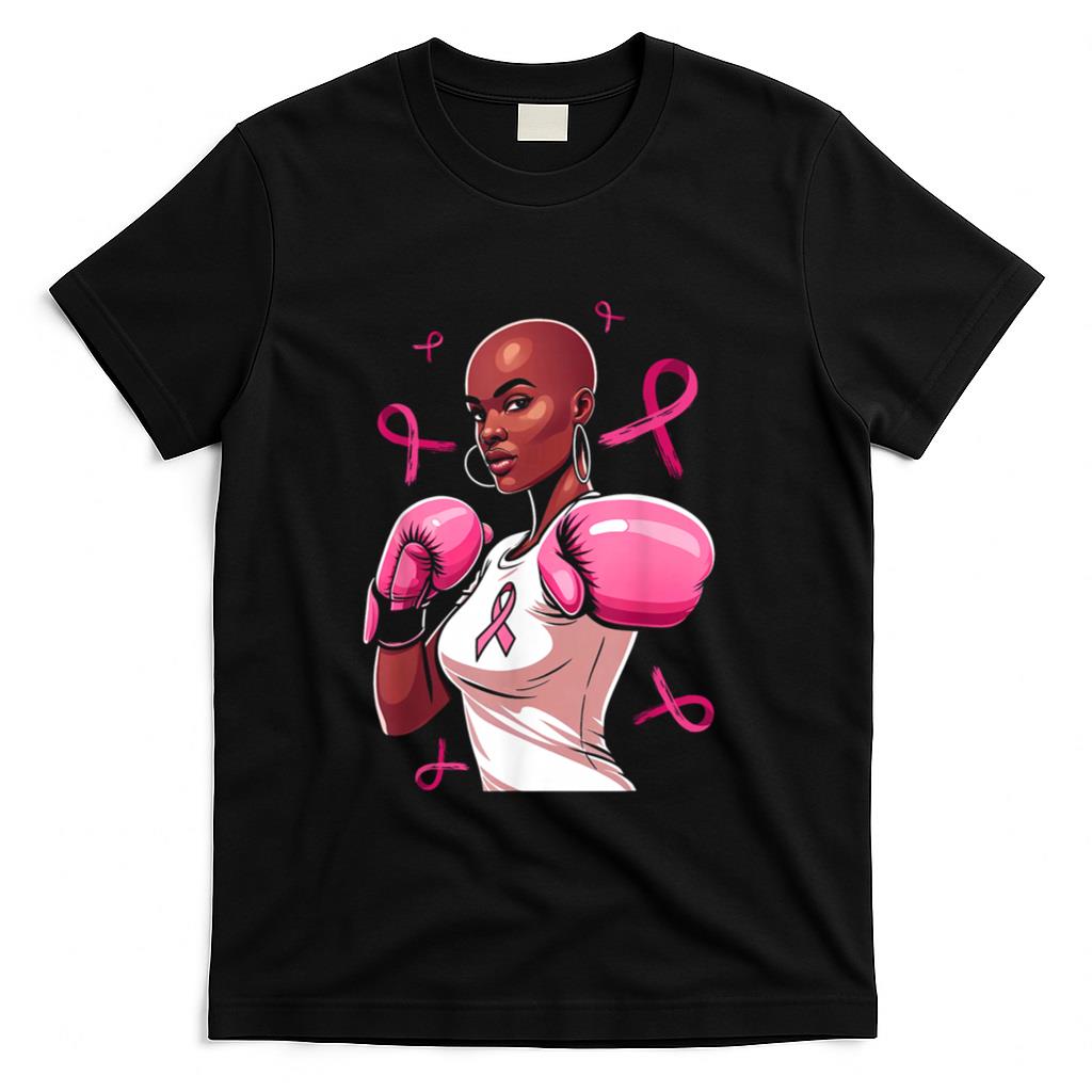 Breast Cancer Awareness African American Afro Pink Ribbon T-Shirt