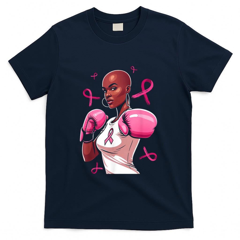 Breast Cancer Awareness African American Afro Pink Ribbon T-Shirt