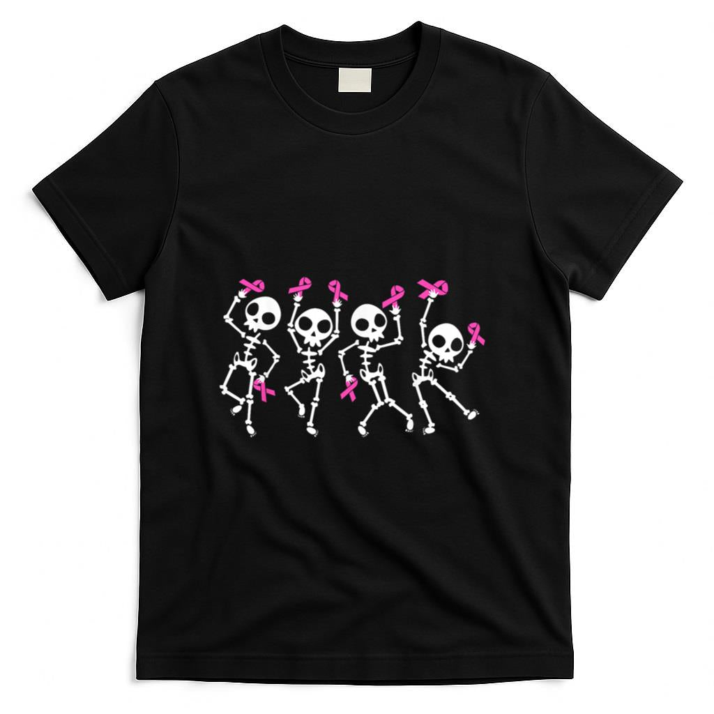 Pink Ribbon Breast Cancer Awareness Skeleton Women Men Kids T-Shirt