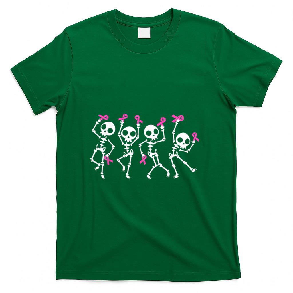 Pink Ribbon Breast Cancer Awareness Skeleton Women Men Kids T-Shirt