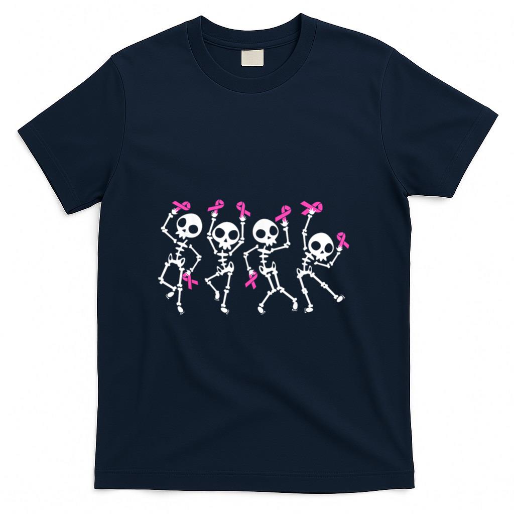 Pink Ribbon Breast Cancer Awareness Skeleton Women Men Kids T-Shirt