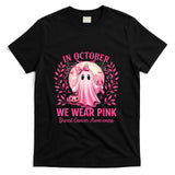 in October We Wear Pink Breast Cancer Awareness Halloween T-Shirt