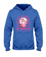 in October We Wear Pink Breast Cancer Awareness Halloween T-Shirt