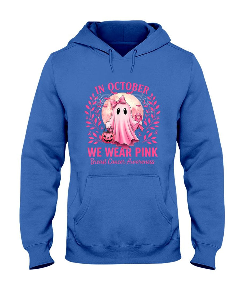 in October We Wear Pink Breast Cancer Awareness Halloween T-Shirt