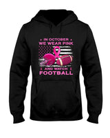 In October We Wear Pink Breast Cancer flag football men boys T-Shirt