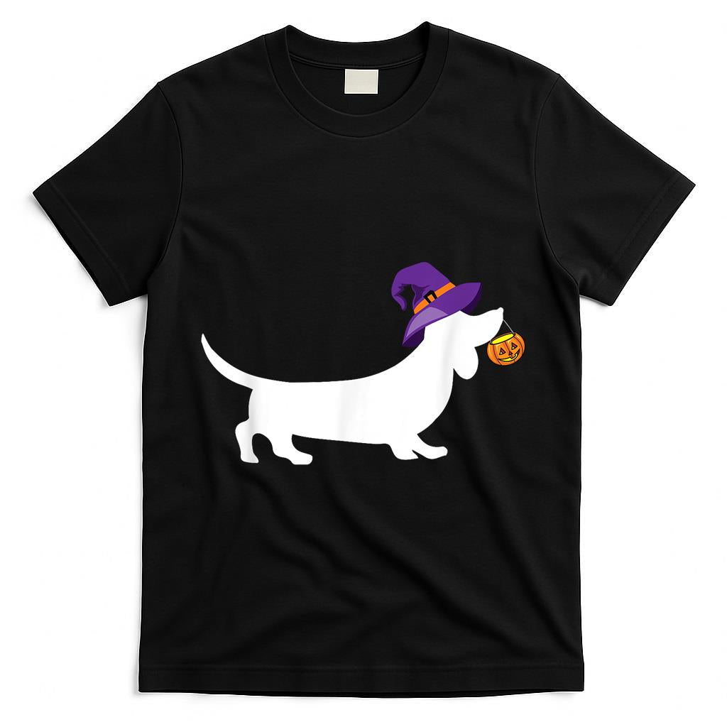 Dachshund Halloween Witch Wiener Dog Pumpkin Trick or Treat T-Shirt