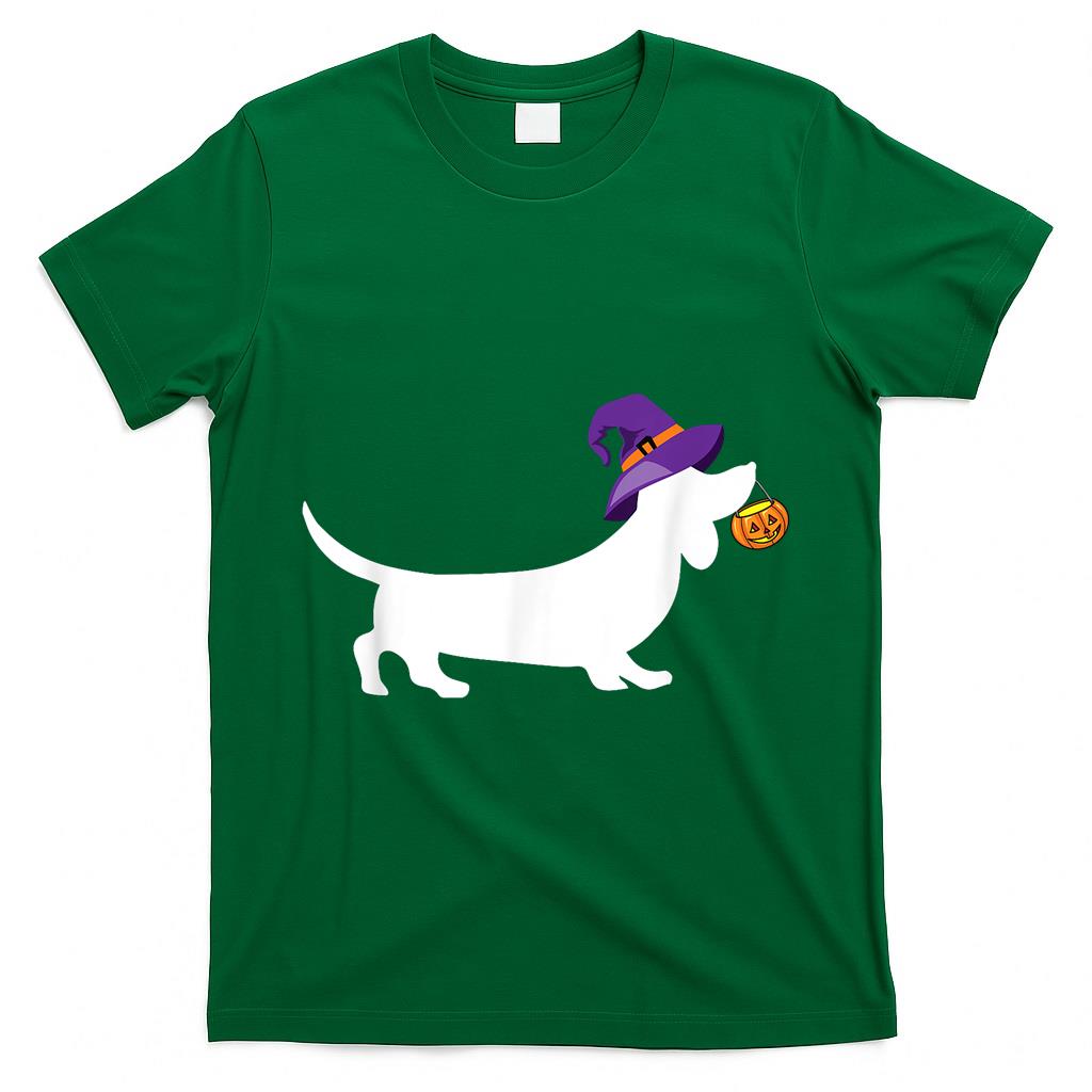 Dachshund Halloween Witch Wiener Dog Pumpkin Trick or Treat T-Shirt
